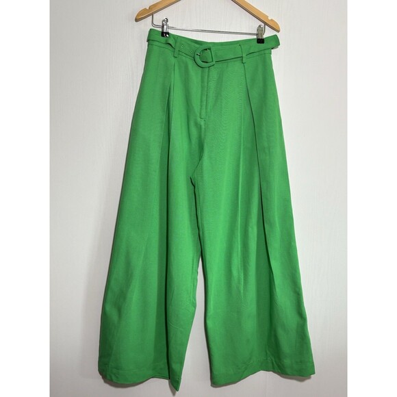 FARM RIO Pants Womens Medium Bright Green Tailored Pleated Wide Leg New Colorful - Picture 1 of 16